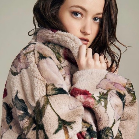 Hutch Faux Fur Bomber Flower Jacket 